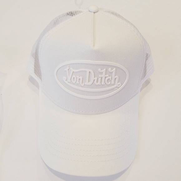 VON DUTCH WHITE RUBBER PATCH LOGO TRUCKER HAT OS Classic Y2K NWT! - Picture 3 of 9